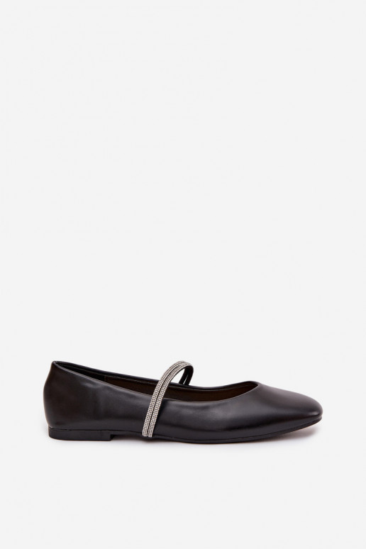 Women's Ballerinas With Shiny Straps Black Ilirene