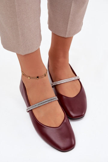 Baleriny DamskiewithBłyszczącymi Paskami Bordowe Ilirene