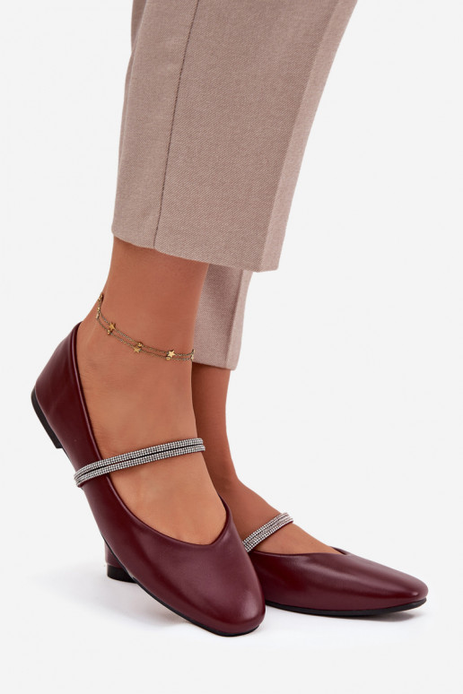 Baleriny DamskiewithBłyszczącymi Paskami Bordowe Ilirene