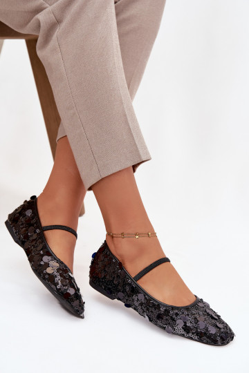 Ballet flats decorated with sequins black Terlina 2