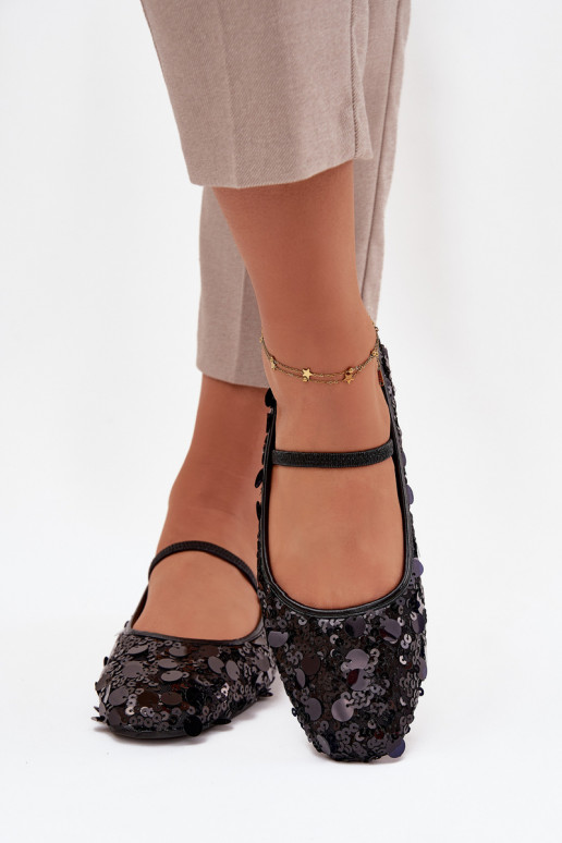 Ballet flats decorated with sequins black Terlina