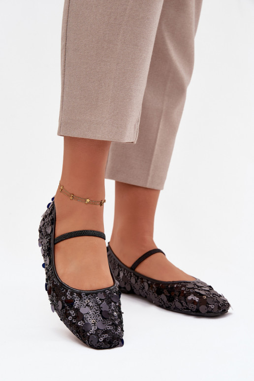 Ballet flats decorated with sequins black Terlina