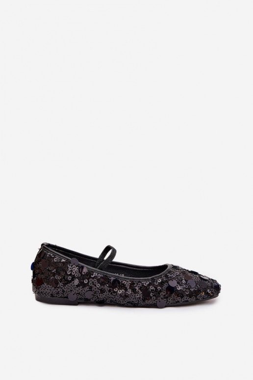 Ballet flats decorated with sequins black Terlina