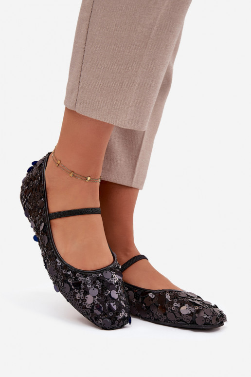 Ballet flats decorated with sequins black Terlina
