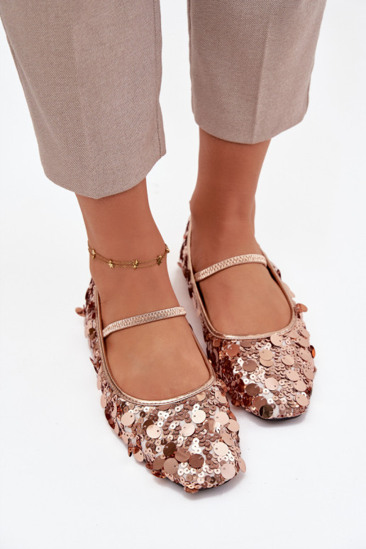 Ballerinas Decorated with Sequins Pink Champagne Terlina