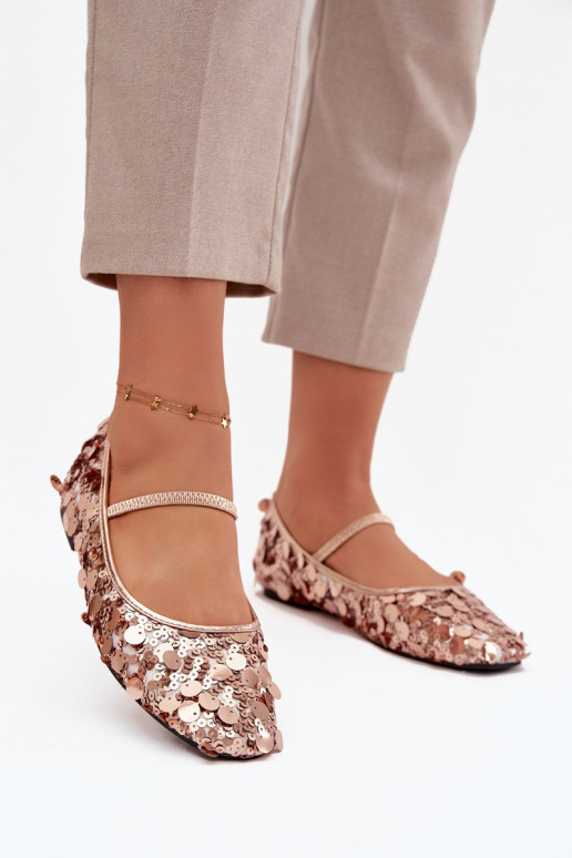 Ballerinas Decorated with Sequins Pink Champagne Terlina
