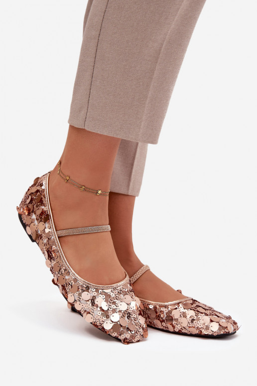 Ballerinas Decorated with Sequins Pink Champagne Terlina