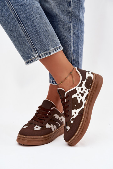 Women's Sneakers On Platform With Patches Brown Denissa