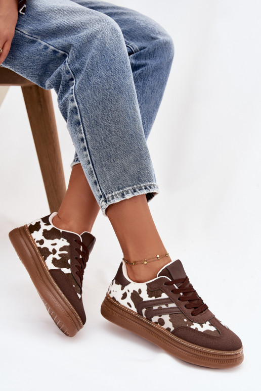Women's Sneakers On Platform With Patches Brown Denissa