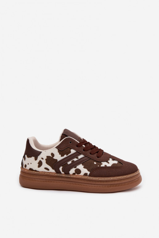 Women's Sneakers On Platform With Patches Brown Denissa