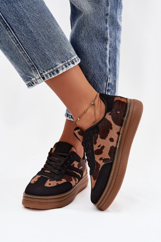 Women's Sneakers On Platform With Patches Black Denissa