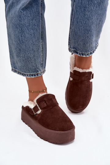 Women's Snow Boots With Fur And Buckle On Platform Chocolate Jessina 2