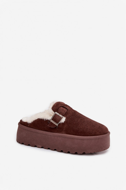 Śniegowce DamskiewithFuterkiem I Klamrą Na Platformie Czekoladowe Jessina