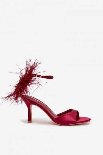 High Heel Sandals With Feathers Bordeaux Caelina 2