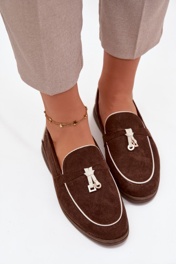 Mokasyny Loafersy DamskiewithEko Zamszu Czekoladowe Darwen