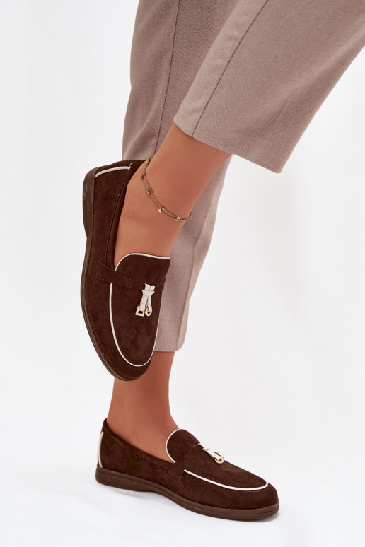 Mokasyny Loafersy DamskiewithEko Zamszu Czekoladowe Darwen