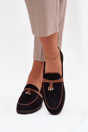 Mokasyny Loafersy DamskiewithEko Zamszu Czarne Darwen 2