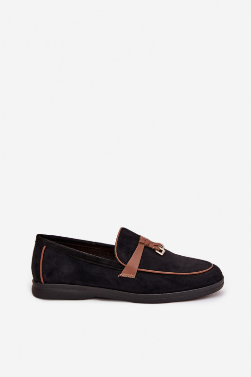 Mokasyny Loafersy DamskiewithEko Zamszu Czarne Darwen