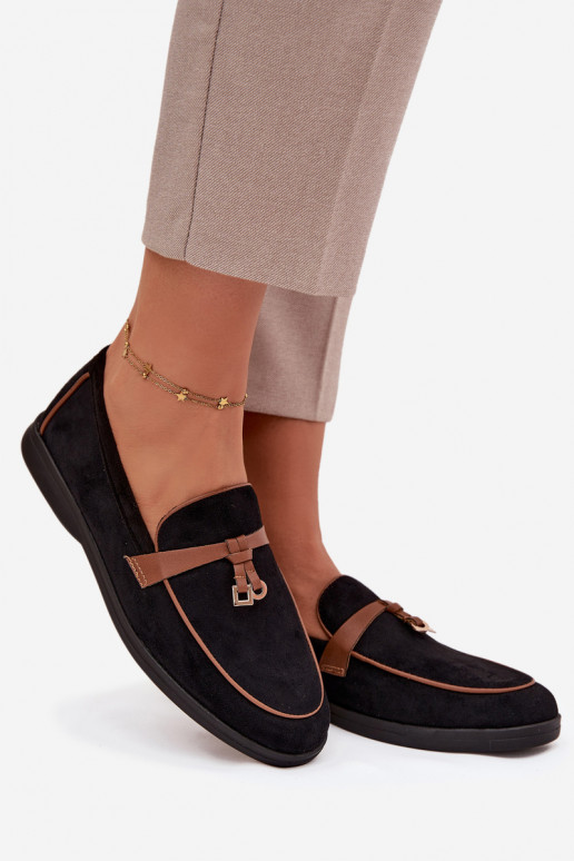 Moccasins Loafers Women Eco Suede Black Darwen