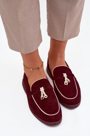 Moccasins Loafers Ladies Eco Suede Bordeaux Darwen
