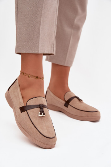 Moccasins Loafers Ladies Eco Suede Beige Darwen 2