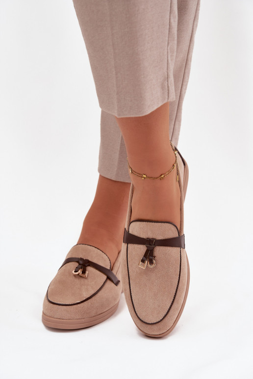Moccasins Loafers Ladies Eco Suede Beige Darwen