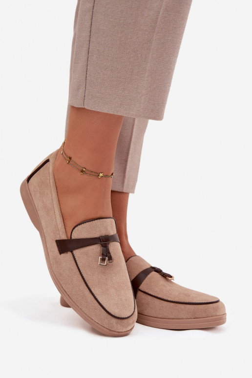 Moccasins Loafers Ladies Eco Suede Beige Darwen