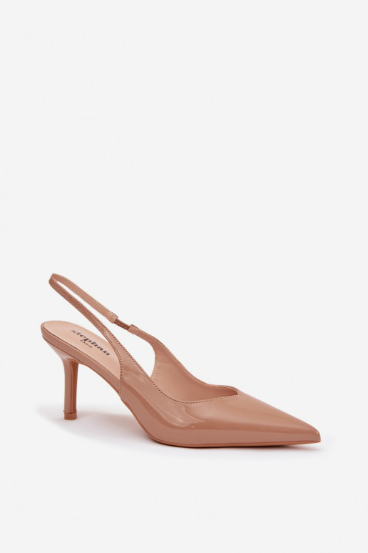 Patent Leather Pumps on High Heel Dark Beige Phelia