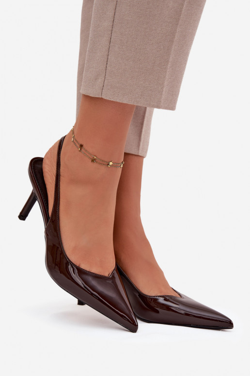 Patent leather high heels chocolate Phelia
