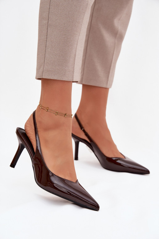 Patent leather high heels chocolate Phelia