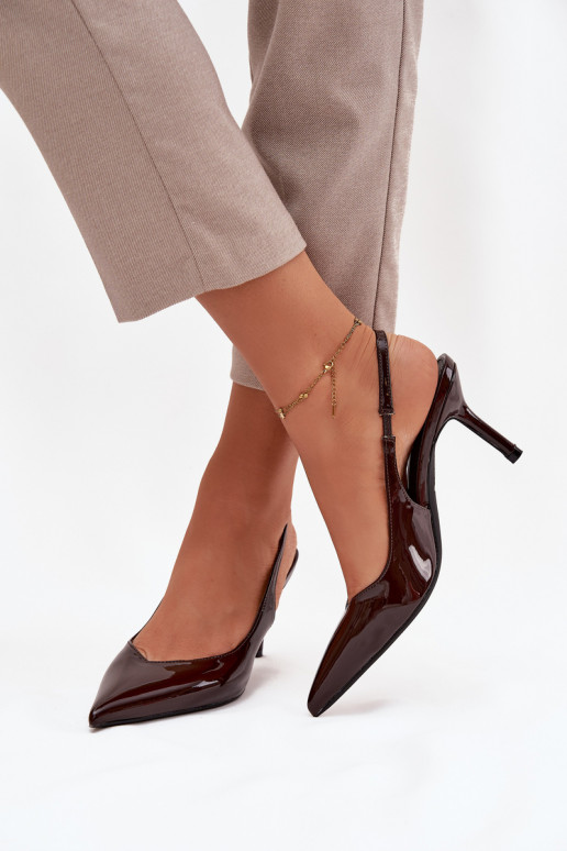 Patent leather high heels chocolate Phelia