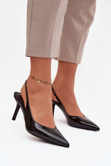 Patent Leather Pumps on Heel Black Phelia 2