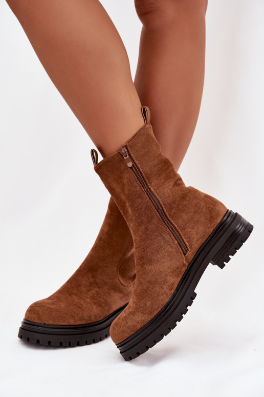 Botki Sztyblety Damskie Na Zamek Camel Julienne