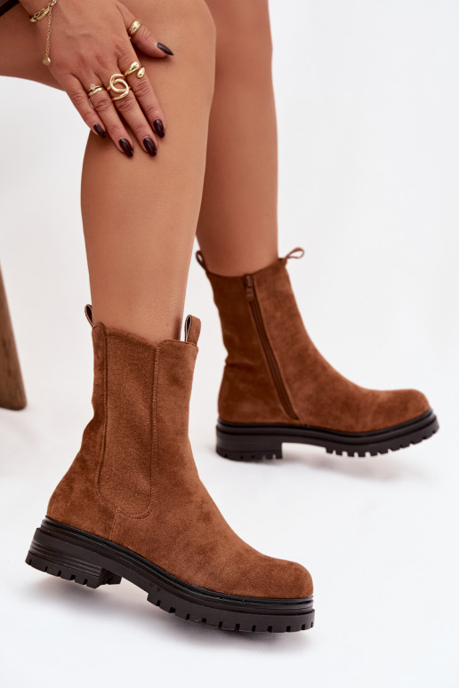 Women's Chelsea Boots With Zip Camel Julienne