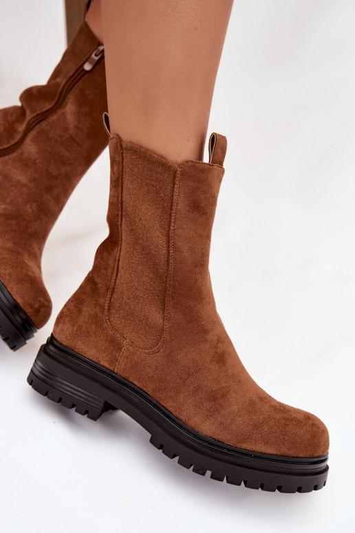 Women's Chelsea Boots With Zip Camel Julienne