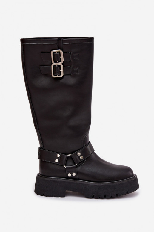 Leather Women's Boots With Buckles Insulated Big Star OO274A180 Black
