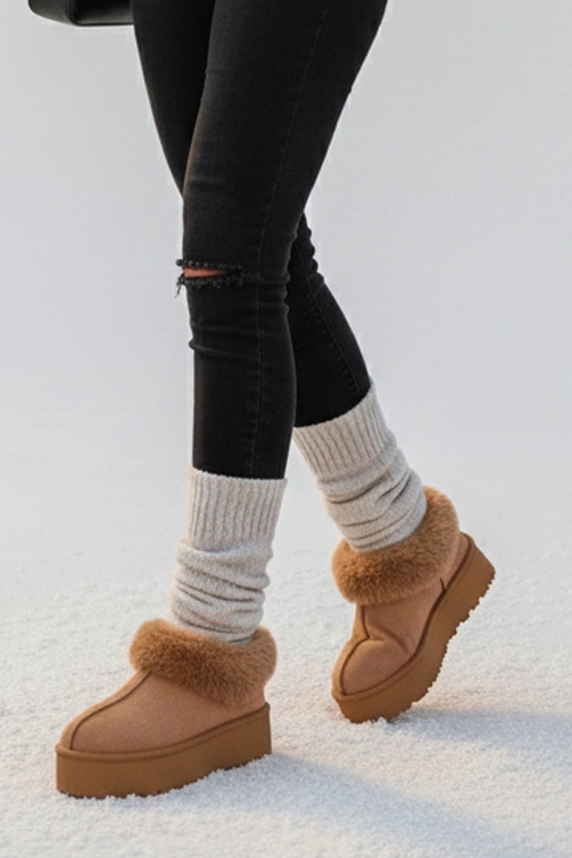 Brązowe śniegowce z futerkiem Deesi