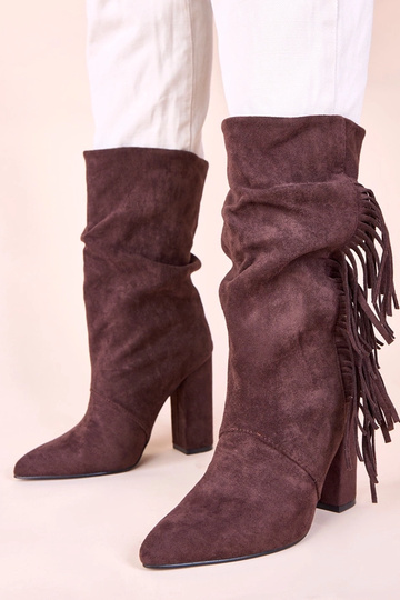 Brązowe botki na słupku... 2