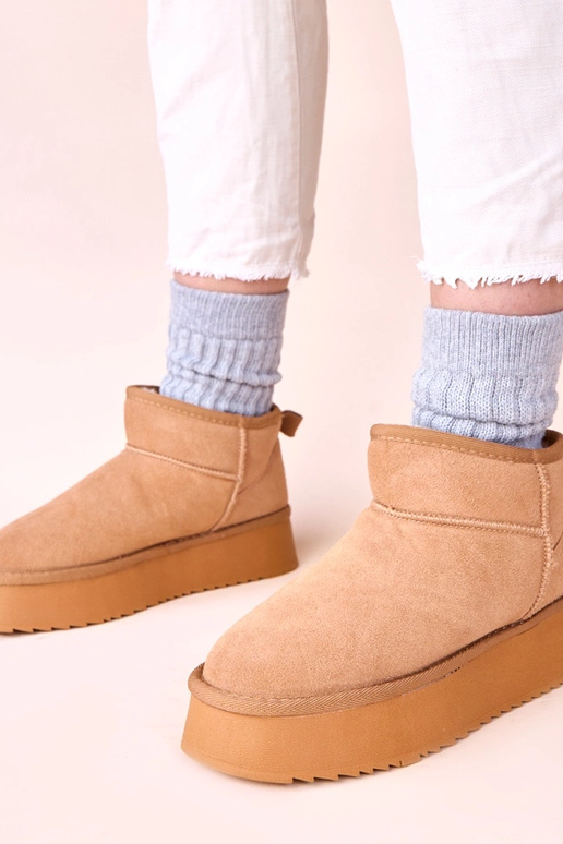 Brązowe śniegowce z naturalnego...