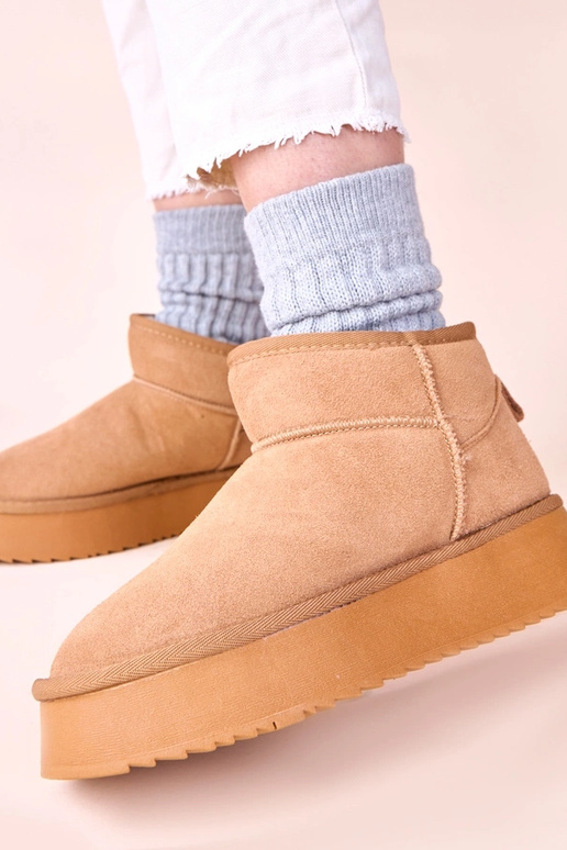 Brązowe śniegowce z naturalnego...