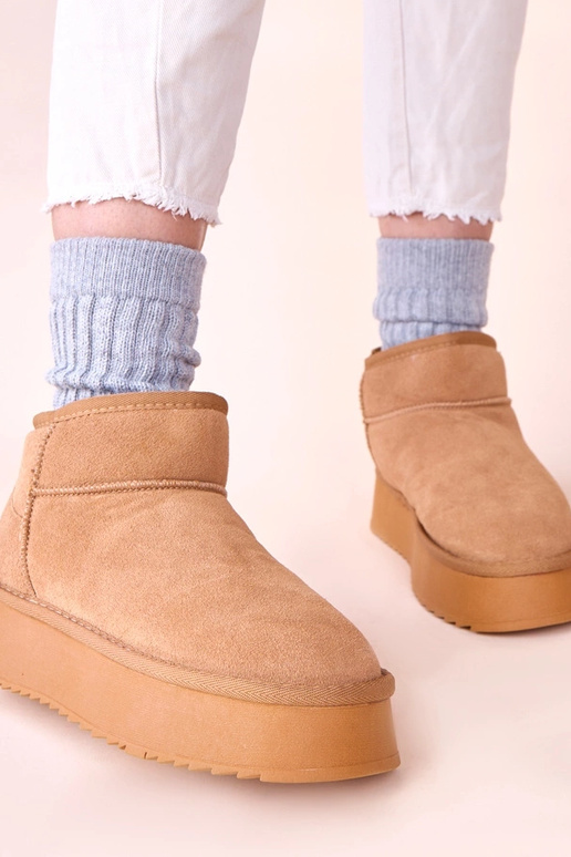 Brązowe śniegowce z naturalnego...