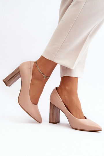 Elegant Pumps On A Decorative Heel Sergio Leone PB217 Nude