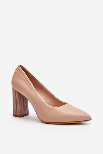 Elegant Pumps On A Decorative Heel Sergio Leone PB217 Nude 2
