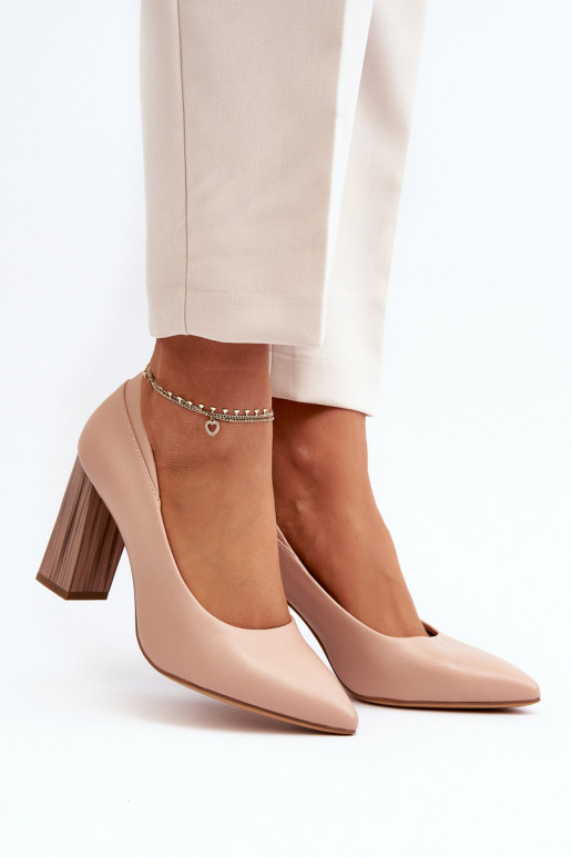 Elegant Pumps On A Decorative Heel Sergio Leone PB217 Nude