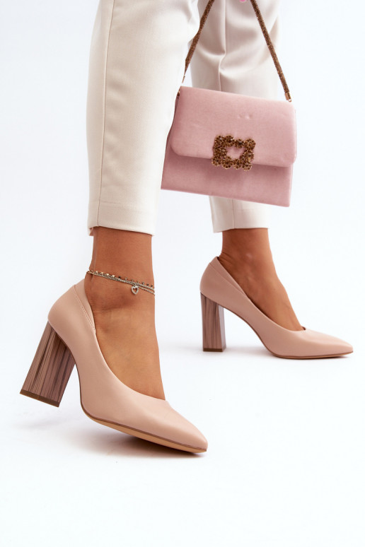 Elegant Pumps On A Decorative Heel Sergio Leone PB217 Nude