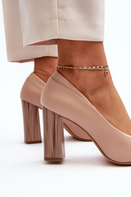 Elegant Pumps On A Decorative Heel Sergio Leone PB217 Nude