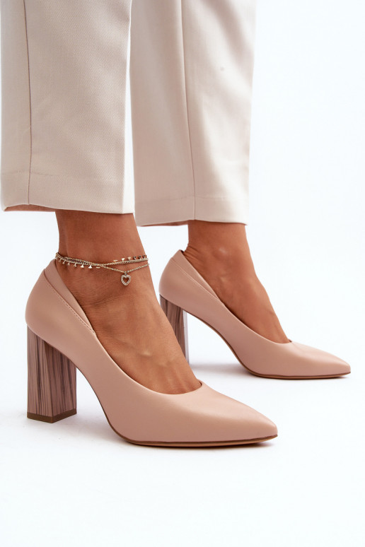 Elegant Pumps On A Decorative Heel Sergio Leone PB217 Nude