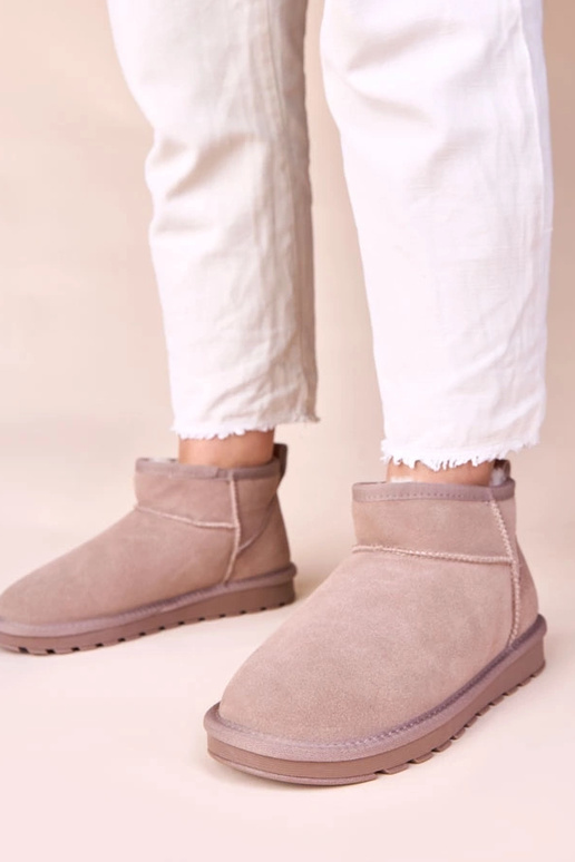 Szare śniegowce skóra naturalna zamsz...