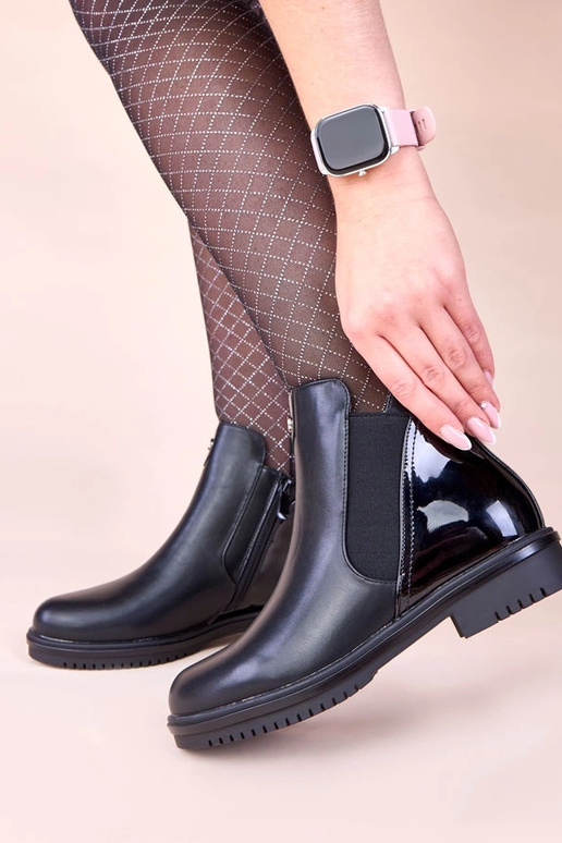 Czarne botki matowe klasyczne z...