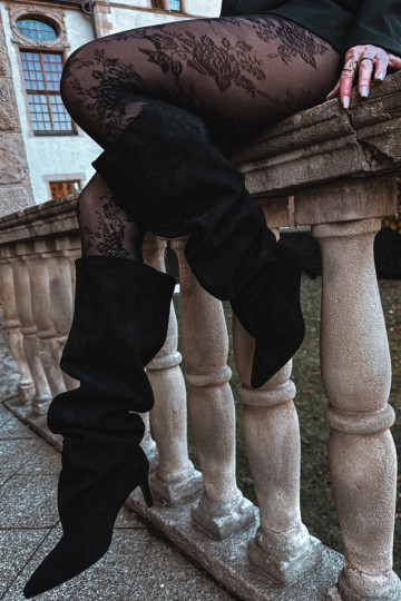 Women's High Heel Ankle Boots Slip-On Black Mavilla